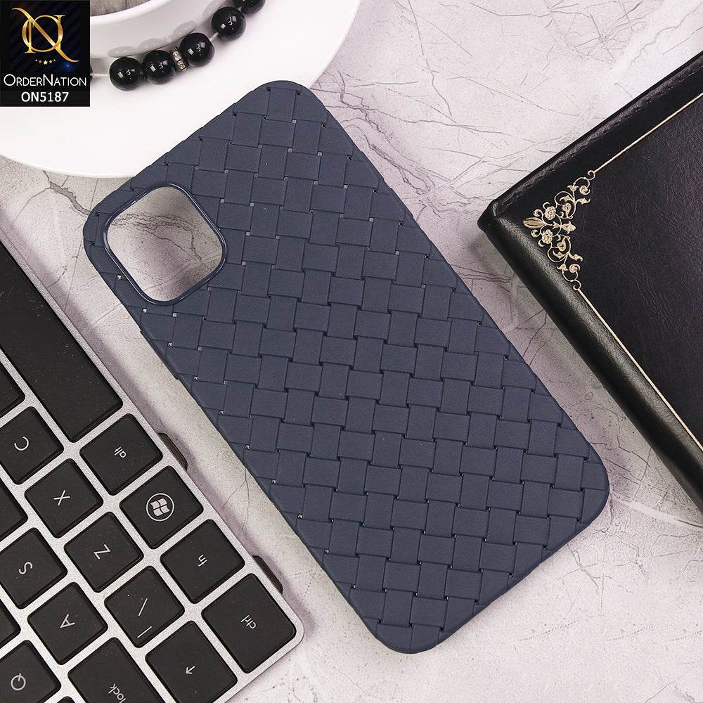 iPhone 11 Cover - Blue - New Woven Design Leather Feel Soft TPU Case - Futurestore.pk