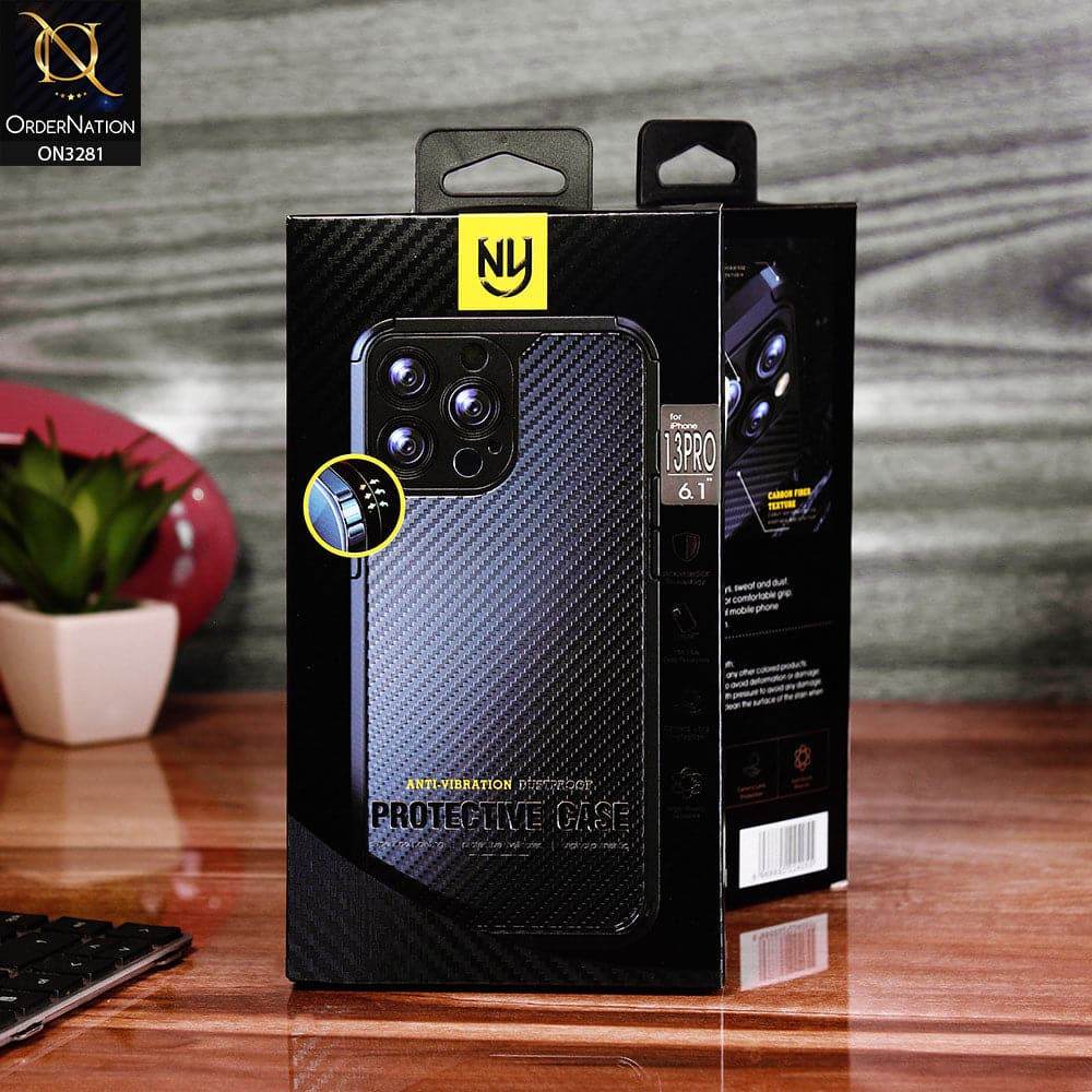 iPhone 13 Cover - Black - Carbon Fiber Soft Silicone Camera Protection Case - Futurestore.pk