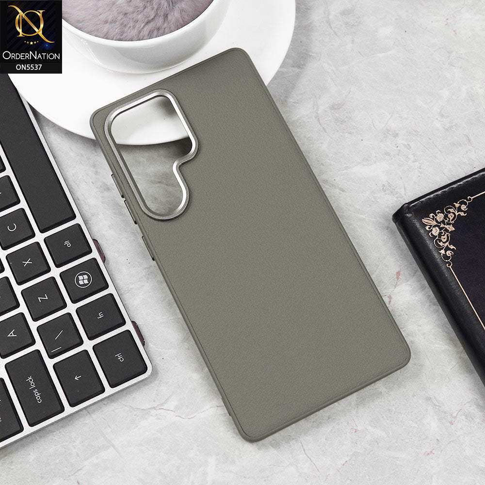 Samsung Galaxy S25 Ultra Cover - Gray - X-Level High Quality Leather Textured Soft Case With Metal Camera Ring