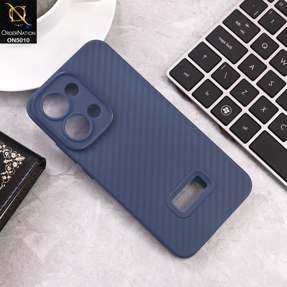 Oppo Reno 13 Cover - Blue - New Carbon Fiber Ultra Thin Matte Soft Case With Logo Hole - Futurestore.pk
