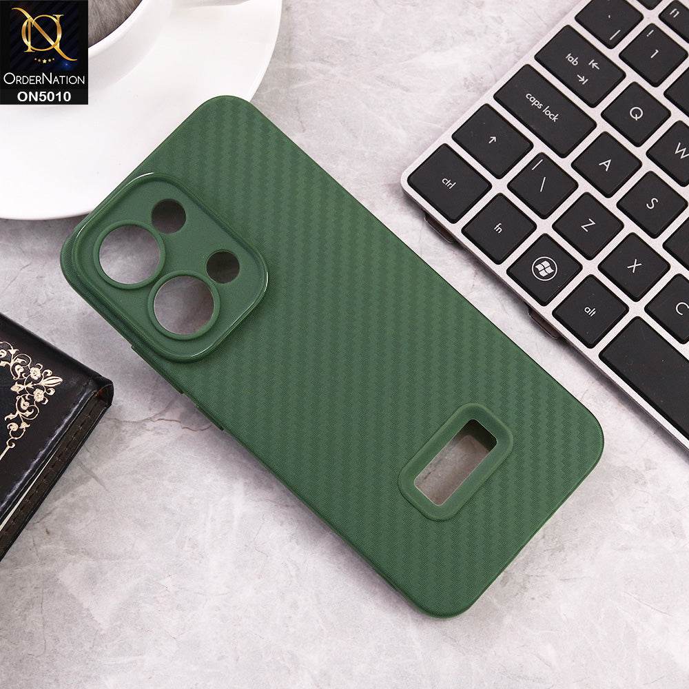 Oppo Reno 13 Cover - Green - New Carbon Fiber Ultra Thin Matte Soft Case With Logo Hole - Futurestore.pk