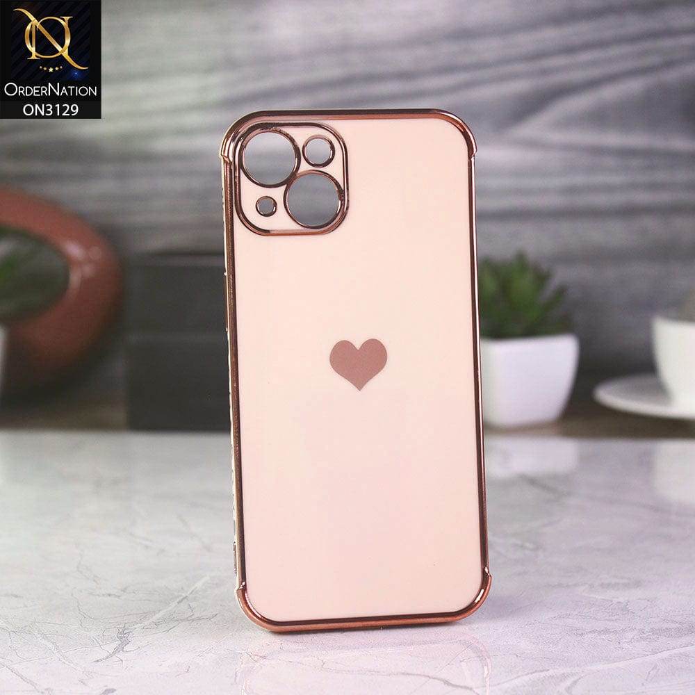 iPhone 13 Cover - Rose Gold - Electroplated Love Heart Soft Shiny Case