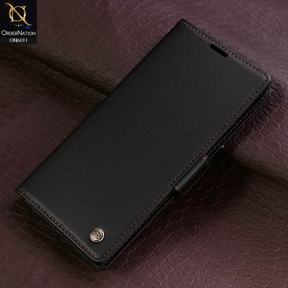 Samsung Galaxy S24 Ultra Cover - Black - CaseMe Classic Leather Wallet RFID Blocking Magnetic Buckle Flip Book Case