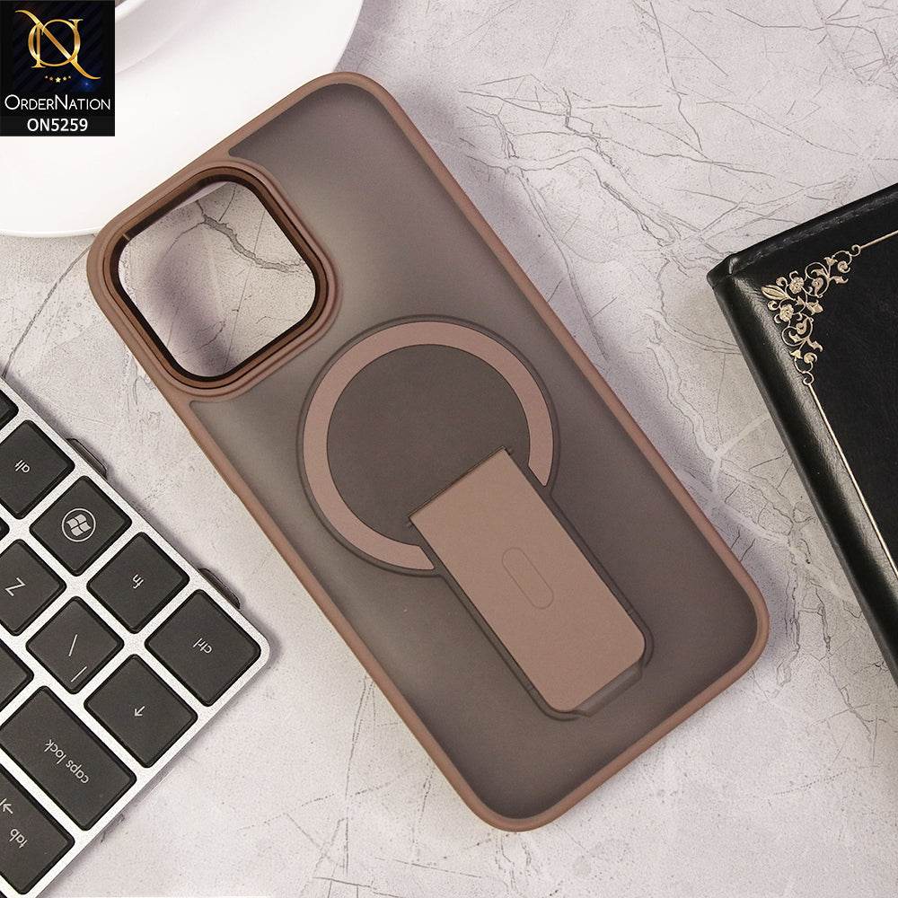 iPhone 16 Pro Max Cover - Brown - Magnatic Wirless Charging & Stand Back Case - Futurestore.pk