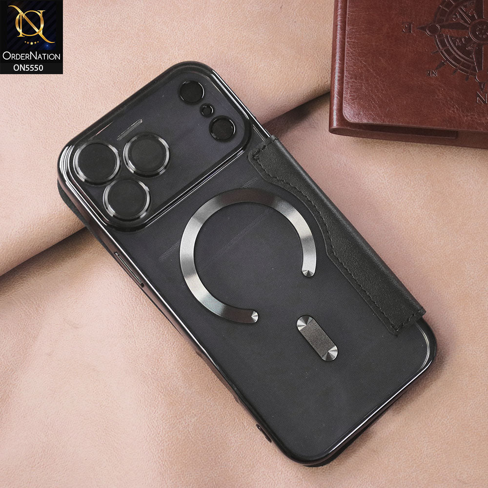 iPhone 17 Pro Max Cover - Black - New Luxurious High Quality Clear And Leather Flip Book With MagSafe And Camera Protecttion