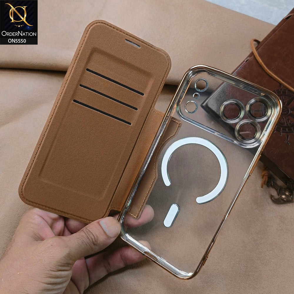 iPhone 17 Pro Max Cover - Black - New Luxurious High Quality Clear And Leather Flip Book With MagSafe And Camera Protecttion