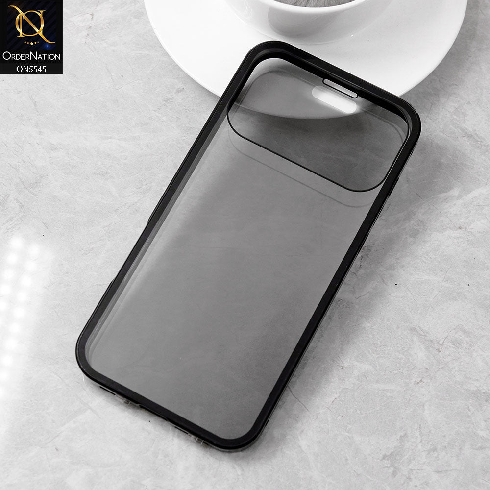 iPhone 17 Pro Max Cover - Black - Luxury HQ Privacy Magnetic Matel Frame Dual Side Tempered Glass Case