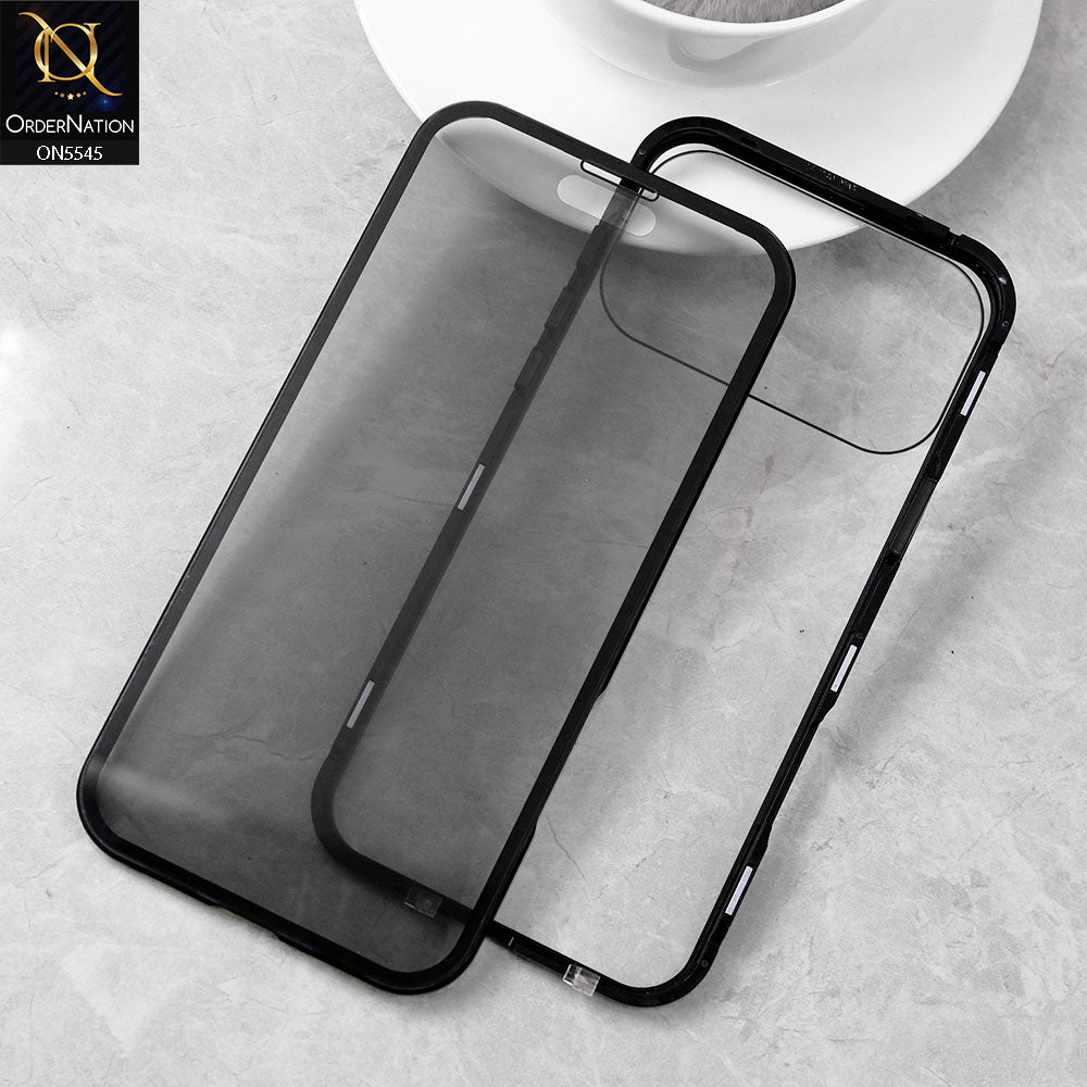iPhone 17 Pro Max Cover - Black - Luxury HQ Privacy Magnetic Matel Frame Dual Side Tempered Glass Case