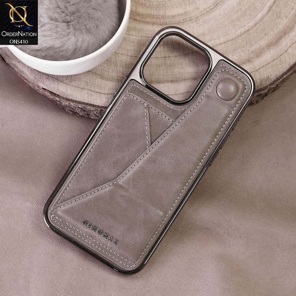 iPhone 16 Pro Max Cover - Beige - Rimbmax Premium Leather Case With Card Holder And Kickstand Holder - Futurestore.pk
