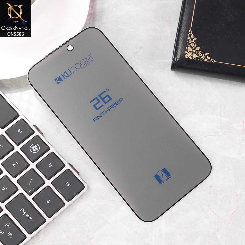 iPhone 17 Pro Max Screen Protector - Transparent - Kuzoom 26 Degree Privacy Glass Full Screen Tempered Glass