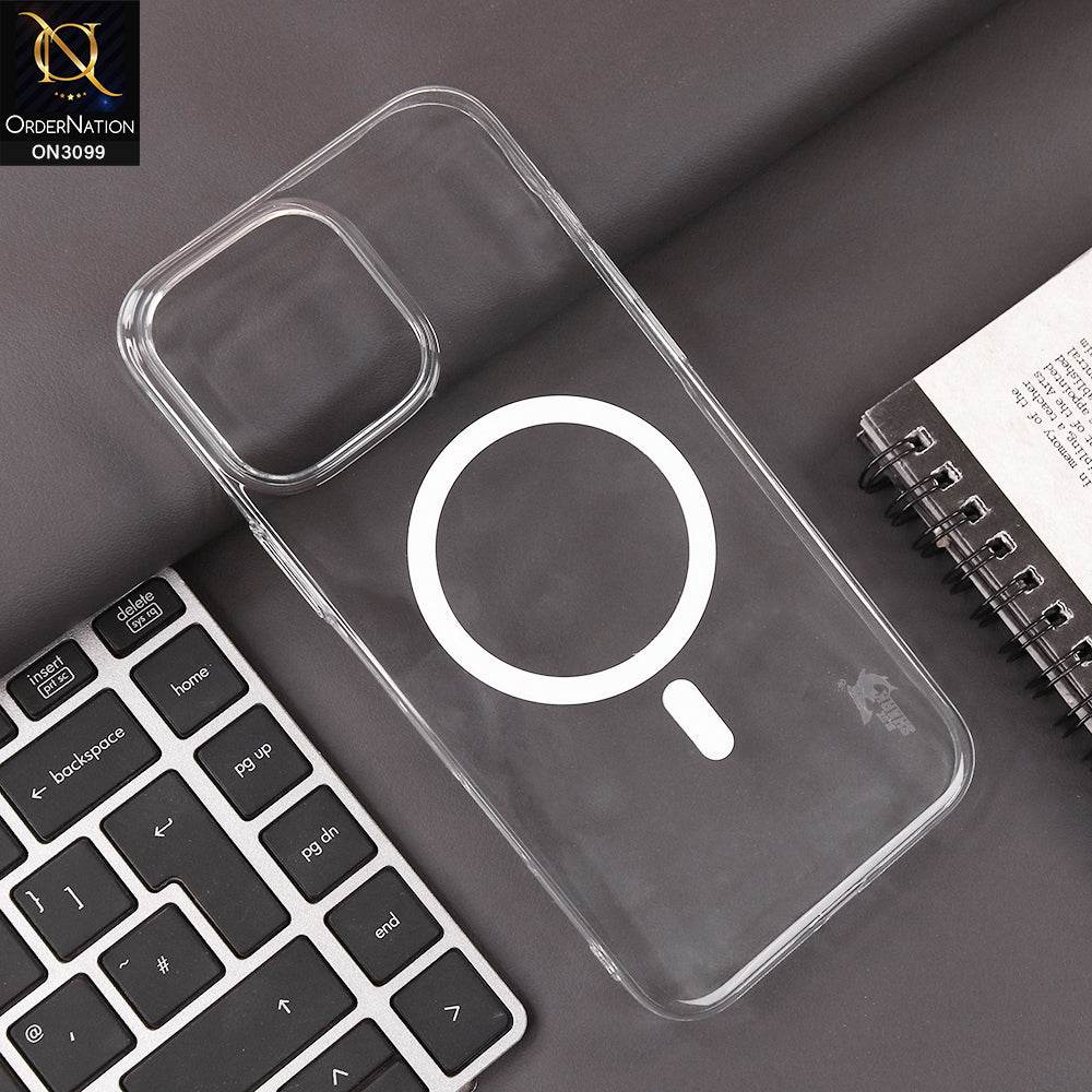 iPhone 16 Pro Max Cover - White - Ultra Thin HD Clear Hard PC Magsafe Case Magnetic Transparent Back Cover - Futurestore.pk
