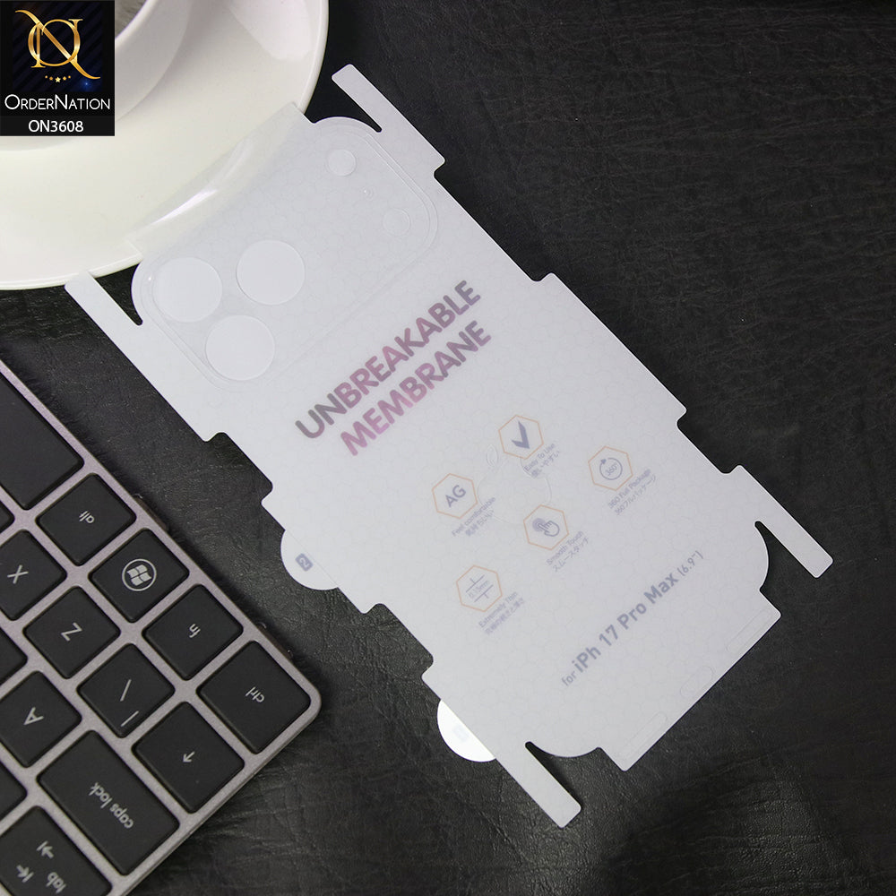 iPhone 17 Pro Max Back Sheet - Transparent - Hydro Jell Skin Film Unbreakable Back Sheet