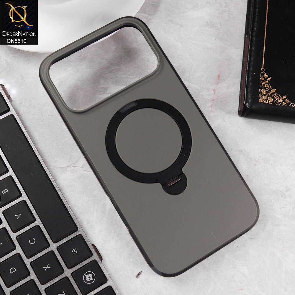 iPhone 17 Pro Max Cover - Gray - Henks Premium TPU Matte Case With KickStand