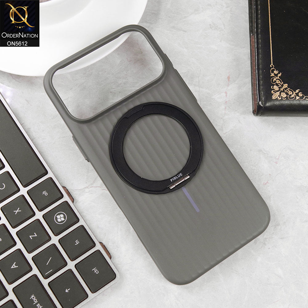 iPhone 17 Pro Max Cover - Gray - New Piblue High Qualiity Hard Shell Case With Metal Kick Stand