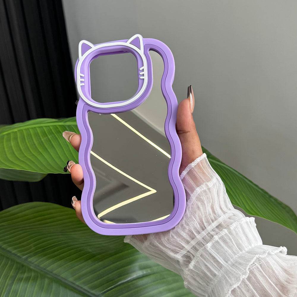 Infinix Smart 9 HD Cover - Purple - Cute 3D Cartoon Soft Silicone Mirror Case - Futurestore.pk