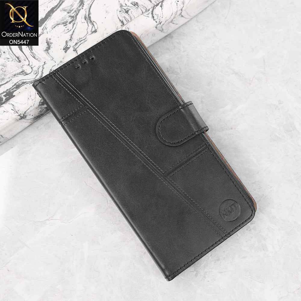 Infinix Hot 60 Pro Cover - Black - Premium Leather Megantic Flip Book Covers With Card Holding Option