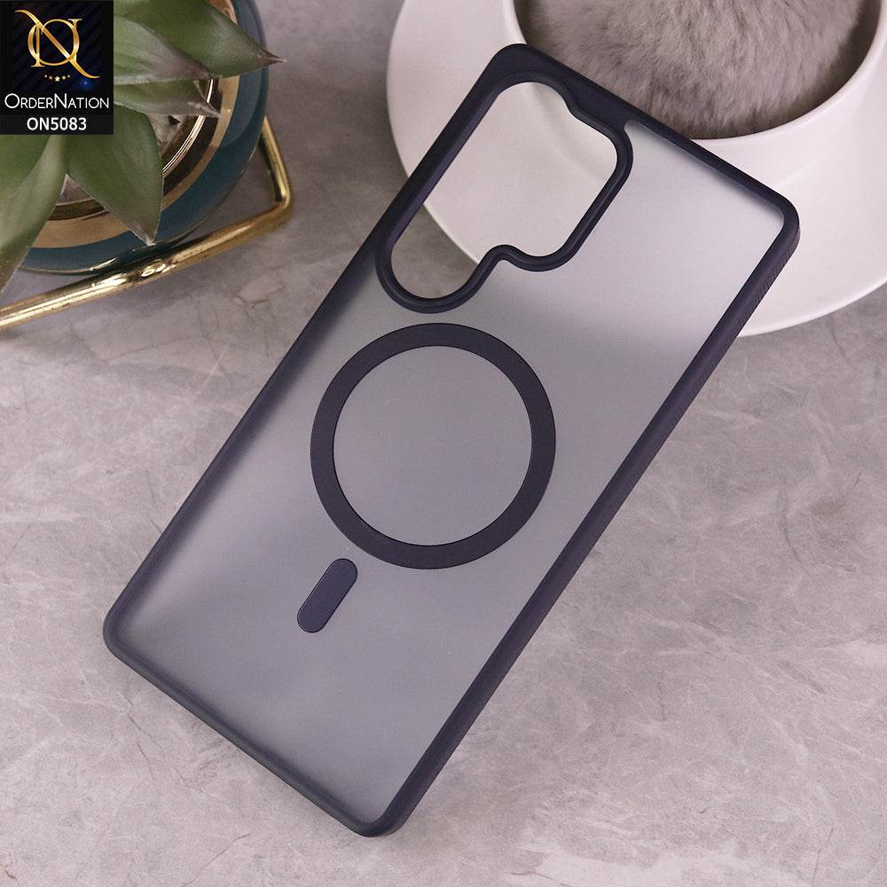 Samsung Galaxy S25 Ultra Cover - Dark Blue - Trendy Matte Colour Transparent Soft Border Case With Magsafe