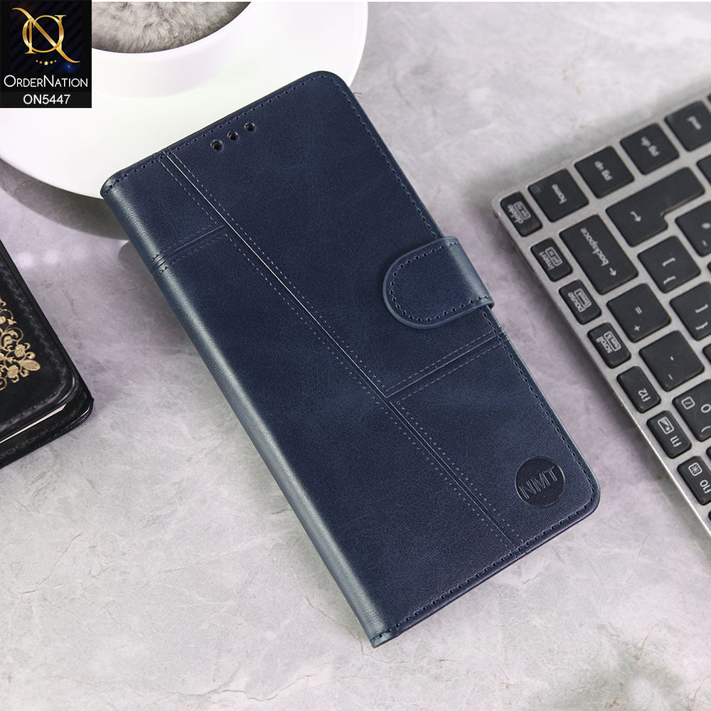 VIVO V60 Lite Cover - Blue - Premium Leather Megantic Flip Book Covers With Card Holding Option