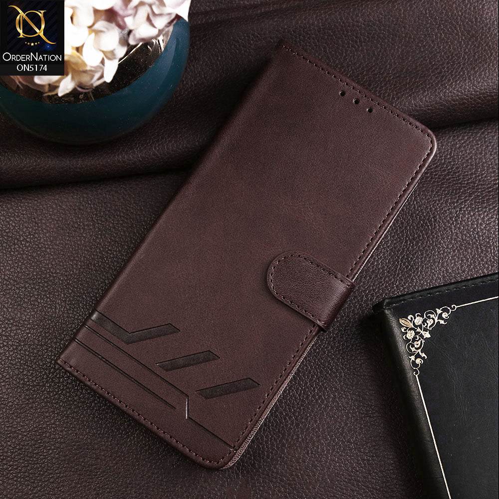 Samsung Galaxy A55 Cover - Dark Brown - Premium Magnetic Leather Wallet Flip book Card Slots Soft Case - Futurestore.pk