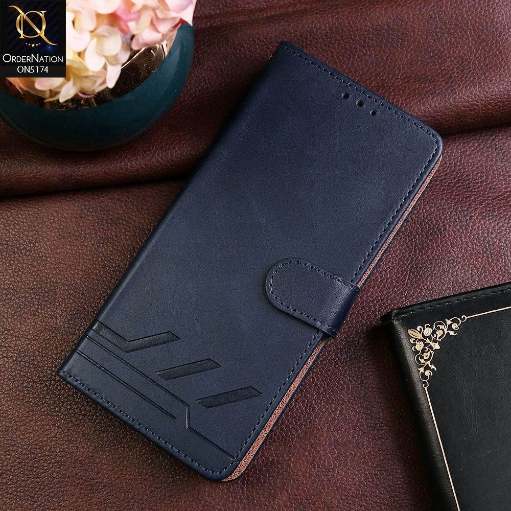 Samsung Galaxy A55 Cover - Blue - Premium Magnetic Leather Wallet Flip book Card Slots Soft Case - Futurestore.pk