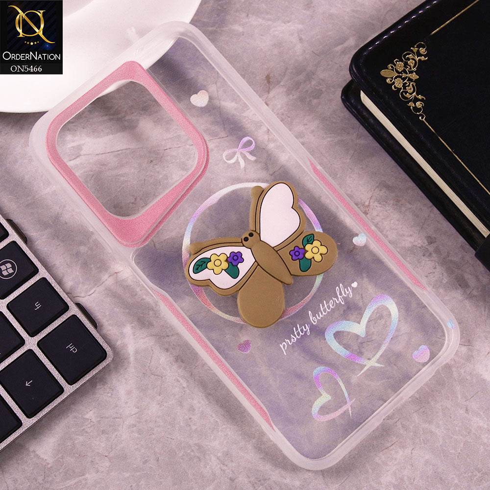 Infinix Smart 9 HD Cover - Brown - Cute 3D Butterfly Soft Case - Futurestore.pk