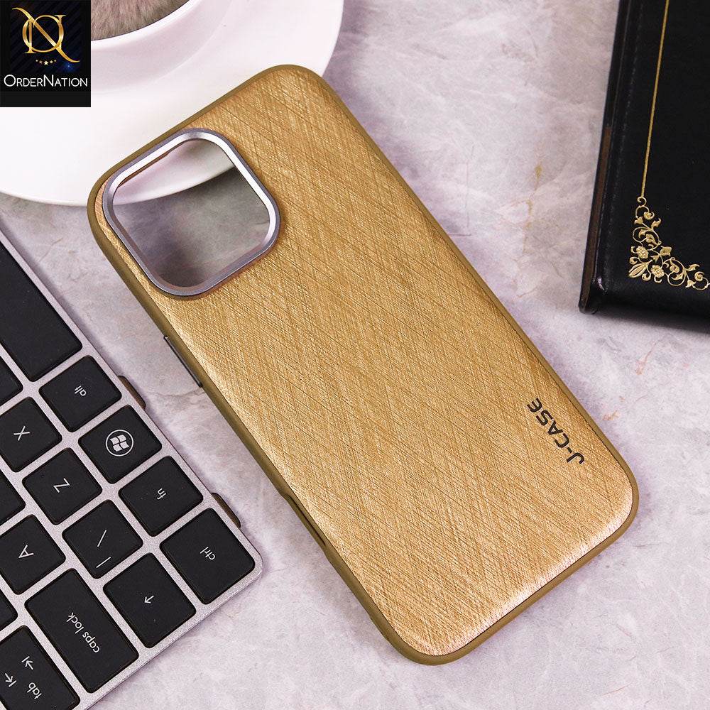 iPhone 16 Pro Max Cover - Golden - J-Case Premium Texture Case With Metal Camera Ring - Futurestore.pk