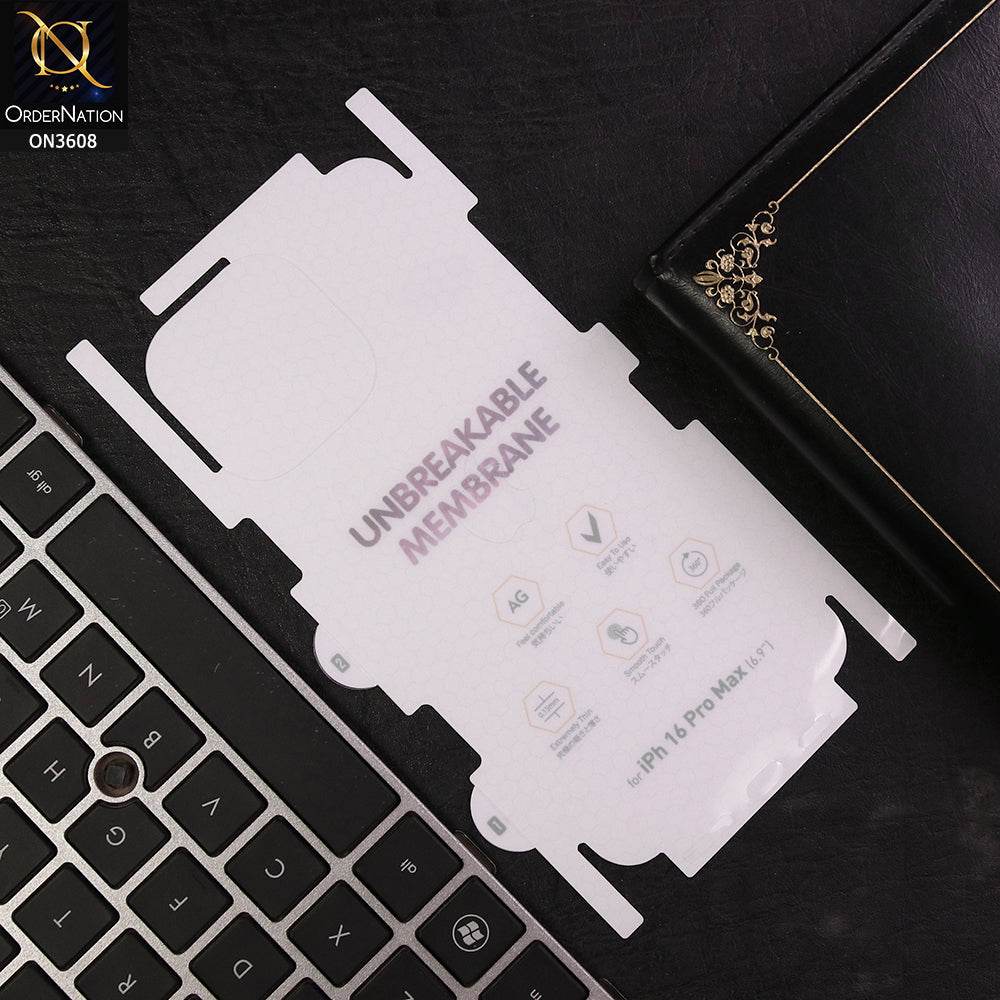 iPhone 16 Pro Max Sheet - Transparent Unbreakable Membrane Shiny Film Back Protector Sheet - Futurestore.pk
