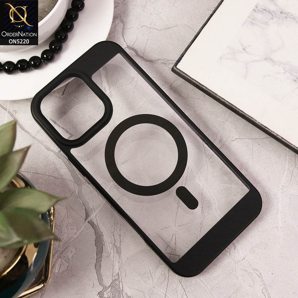 iPhone 16 Pro Max Cover - Black - Trendy Hybrid Style Transparent Magsafe Back Color Soft Border Case - Futurestore.pk