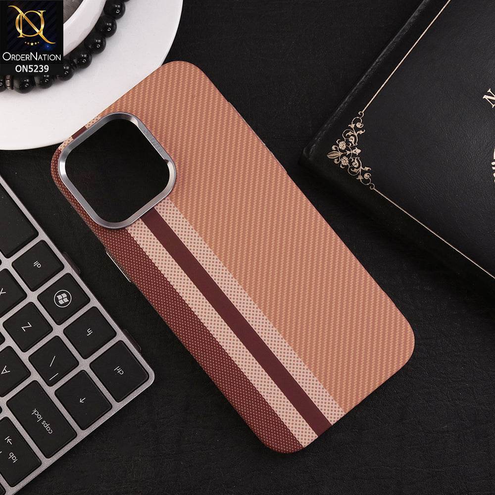 iPhone 16 Pro Max Cover - Orange - Carbon Fiber Texture Ultra Thin Shell Case With Metal Camera Ring Borders - Futurestore.pk