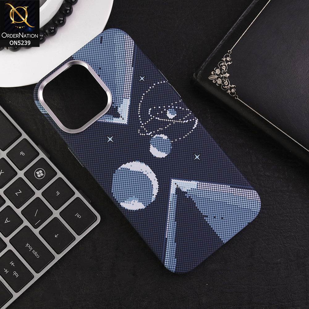 iPhone 16 Pro Max Cover - Dark Blue - universe luxo Carbon Fiber Texture Ultra Thin Shell Case With Metal Camera Ring Borders - Futurestore.pk