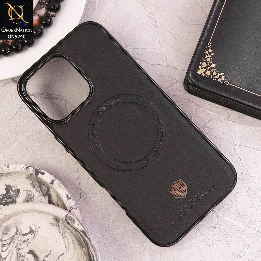 iPhone 16 Pro Max Cover - Black - Leather Phone Case Magnetic Luxury Business Leather Phone Cover support Wireless Charging - Futurestore.pk
