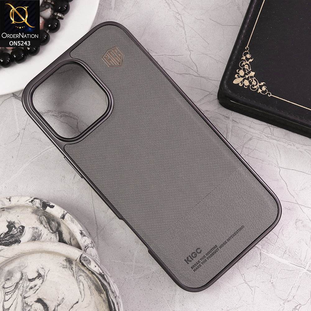 iPhone 16 Pro Max Cover - Gray - KIGC Leather Texture Phone Case Luxury Business Leather Phone Cover - Futurestore.pk