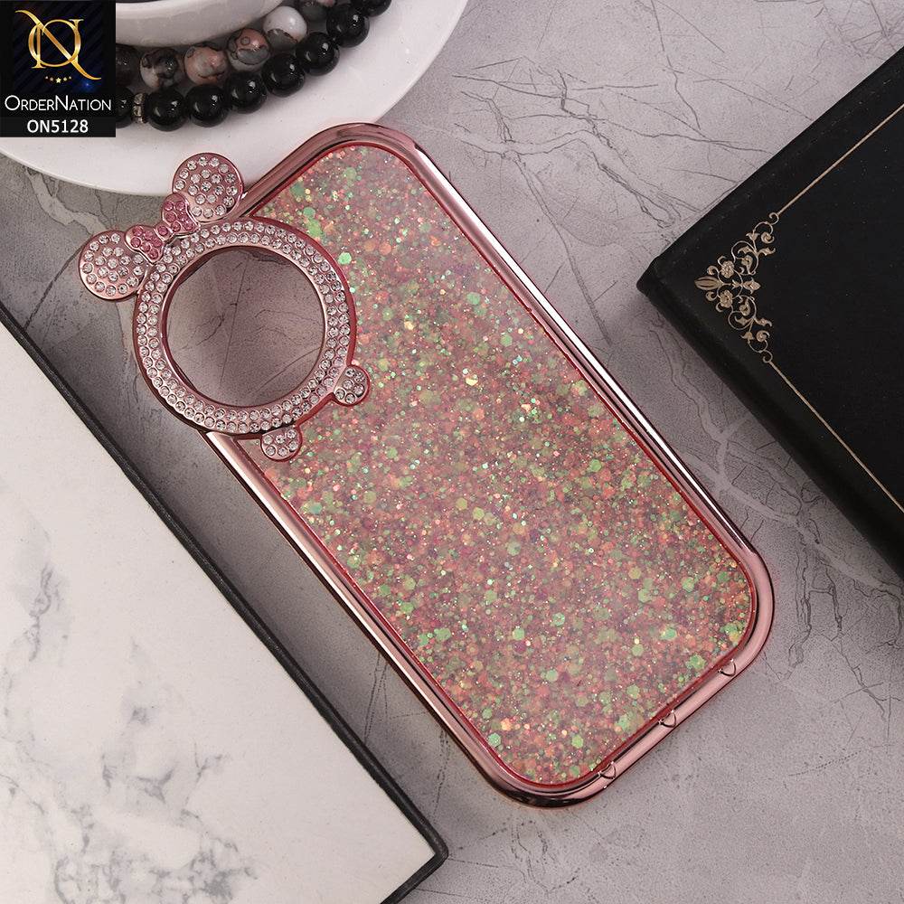 iPhone 11 Cover - Pink - New Shiny Rhinestones Round Camera Ring Bling Glitter Soft Silicon Case (Glitter Does Not Move) - Futurestore.pk
