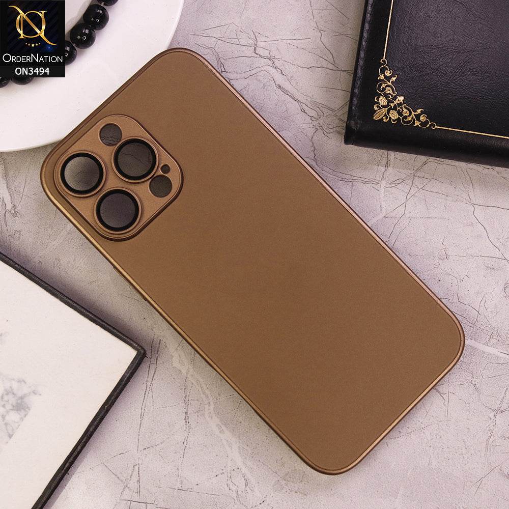 iPhone 16 Pro Max Cover - Desert Titanium - AG Frosted Glass Soft Silicone Border Case With Camera Protection - Futurestore.pk