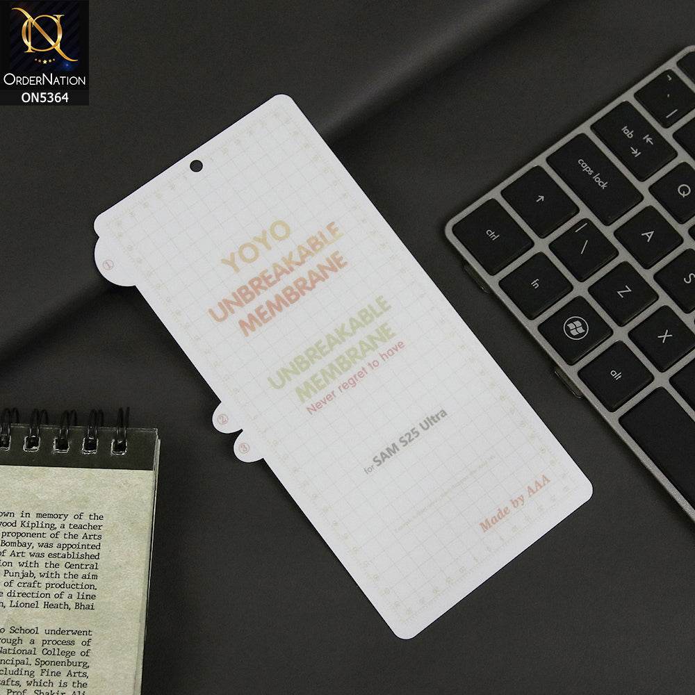 Samsung Galaxy S25 Ultra Front Sheet - Transparent - Unbreakable Membrane Shiny Film Front Sheet - Futurestore.pk