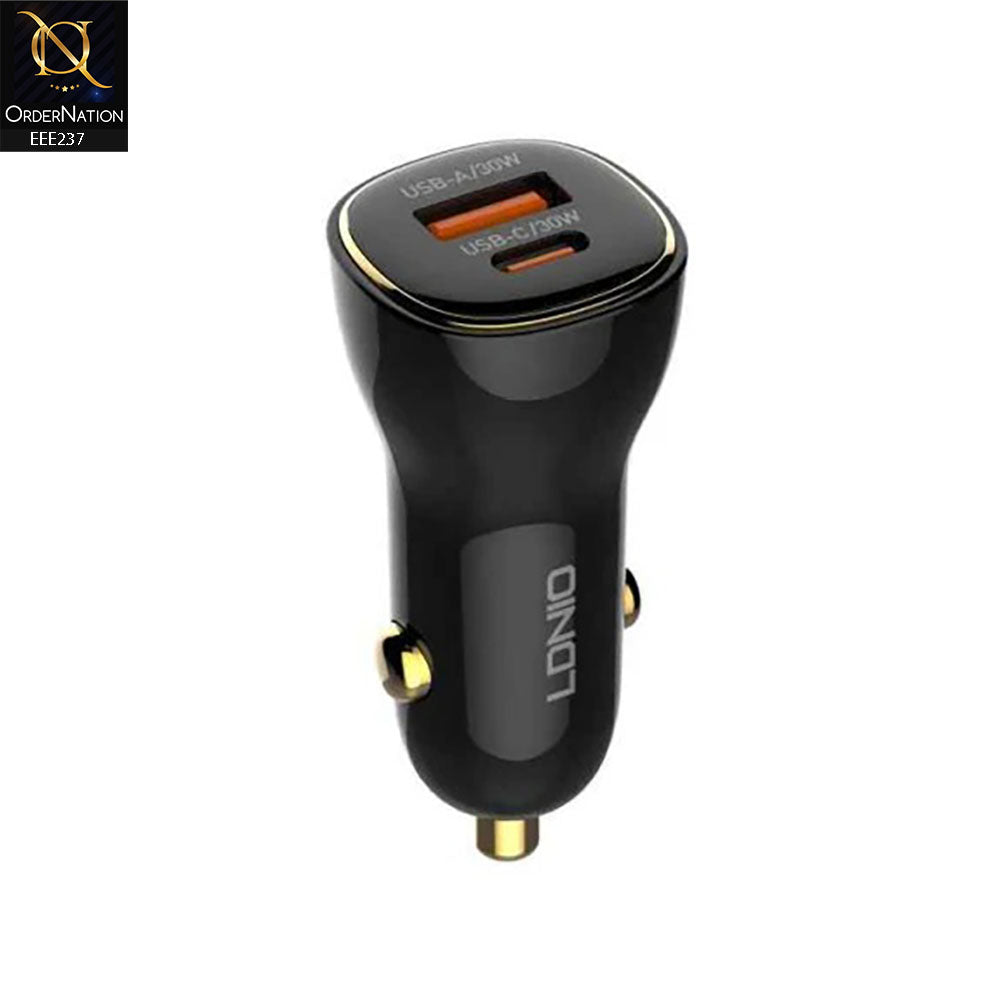 Ldnio C103 60W PD QC Super Fast Car Charger With C to C Cable – Black