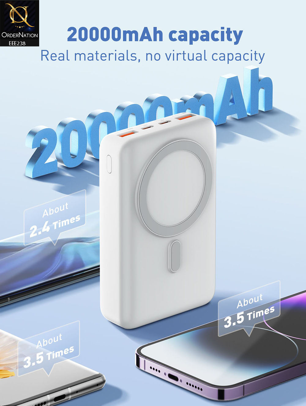 LDNIO PQ18 20000mAh Magnetic Wireless Charging Power Bank