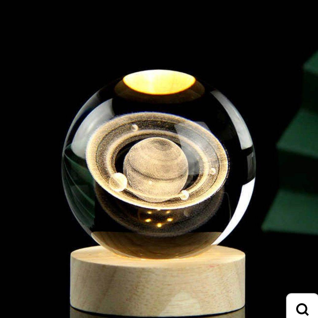 Night Light with Heavenly Bodies Enclosed in Glass  Elegant Home & Office Decor - Futurestore.pk