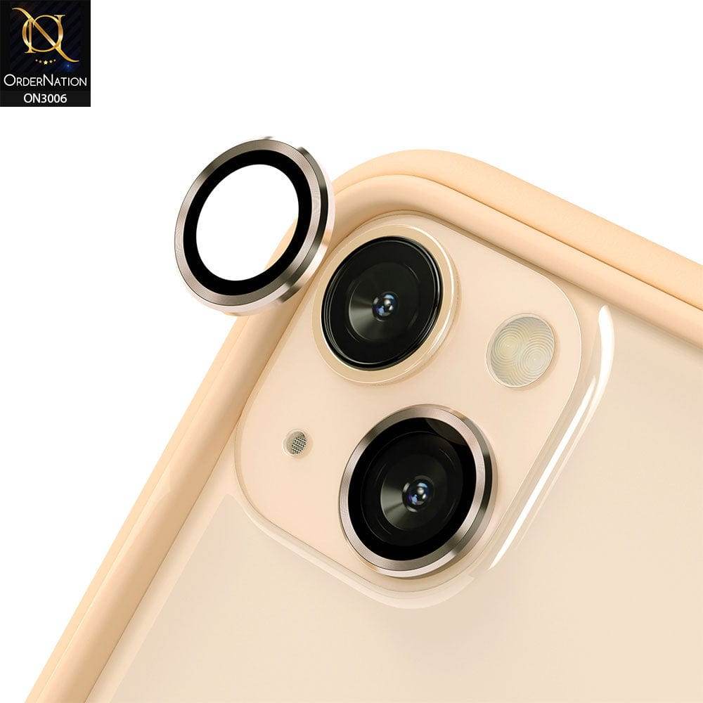 iPhone 13 Camera Protector - Golden - Metal Ring Camera Glass Protector