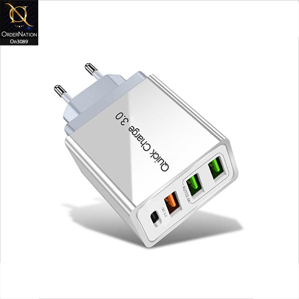 SLS-B09 - Qualcomm 3.0 Quick 18 Watts Wall Charger With 3 Usb Ports For Latest iPhone, Samsung, Vivo, Infnix, Oppo, Xiaomi, etc Smartphones