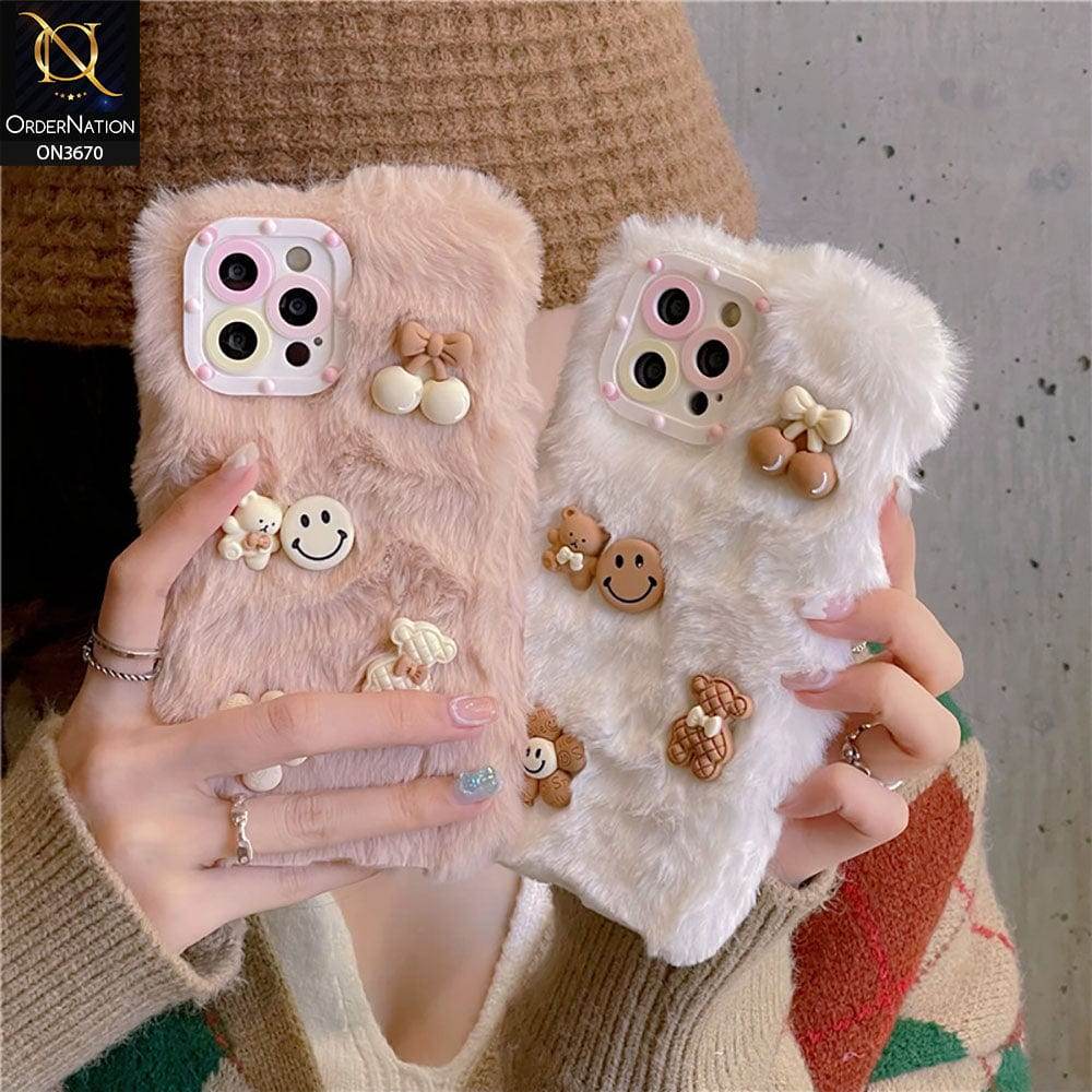 iPhone 13 Cover - White - New Trendy Plush Warm Fluffy Soft Borders Case with Camera Protection