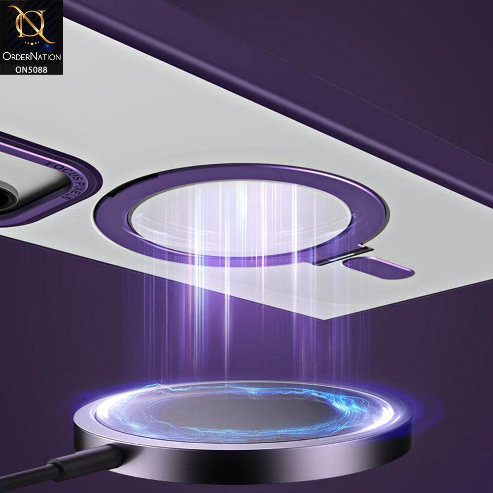 Samsung Galaxy S24 Ultra Cover - Purple - New Translucent Alloy Bracket Magnatic Holder Magsafe Soft Borders Shell Case