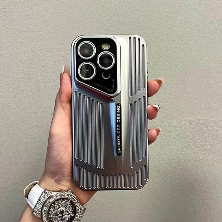 iPhone 16 Pro Max Cover - Titanium - Premium Sports Car Design Breathable Mesh Grill Design PC Shell Case - Futurestore.pk