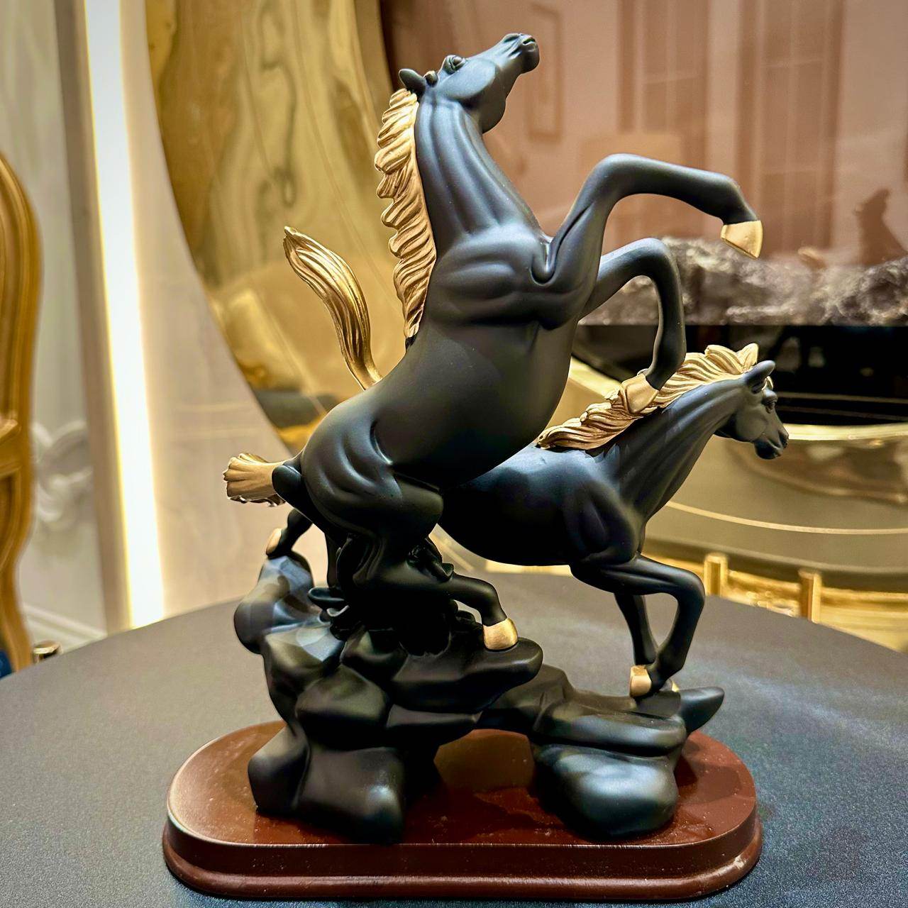 Premium Black Ceramic Horse Sculpture  Elegant Decor for Home & Office - Futurestore.pk