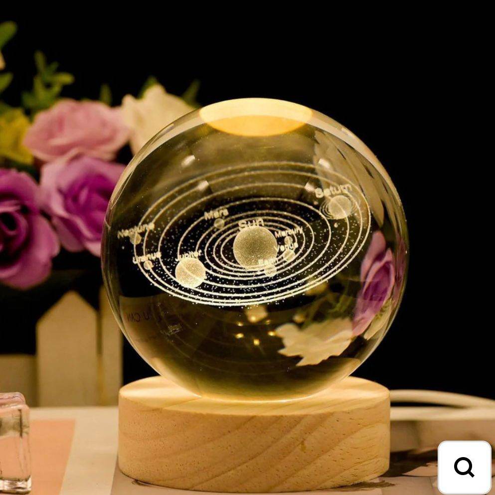 Night Light with Heavenly Bodies Enclosed in Glass  Elegant Home & Office Decor - Futurestore.pk