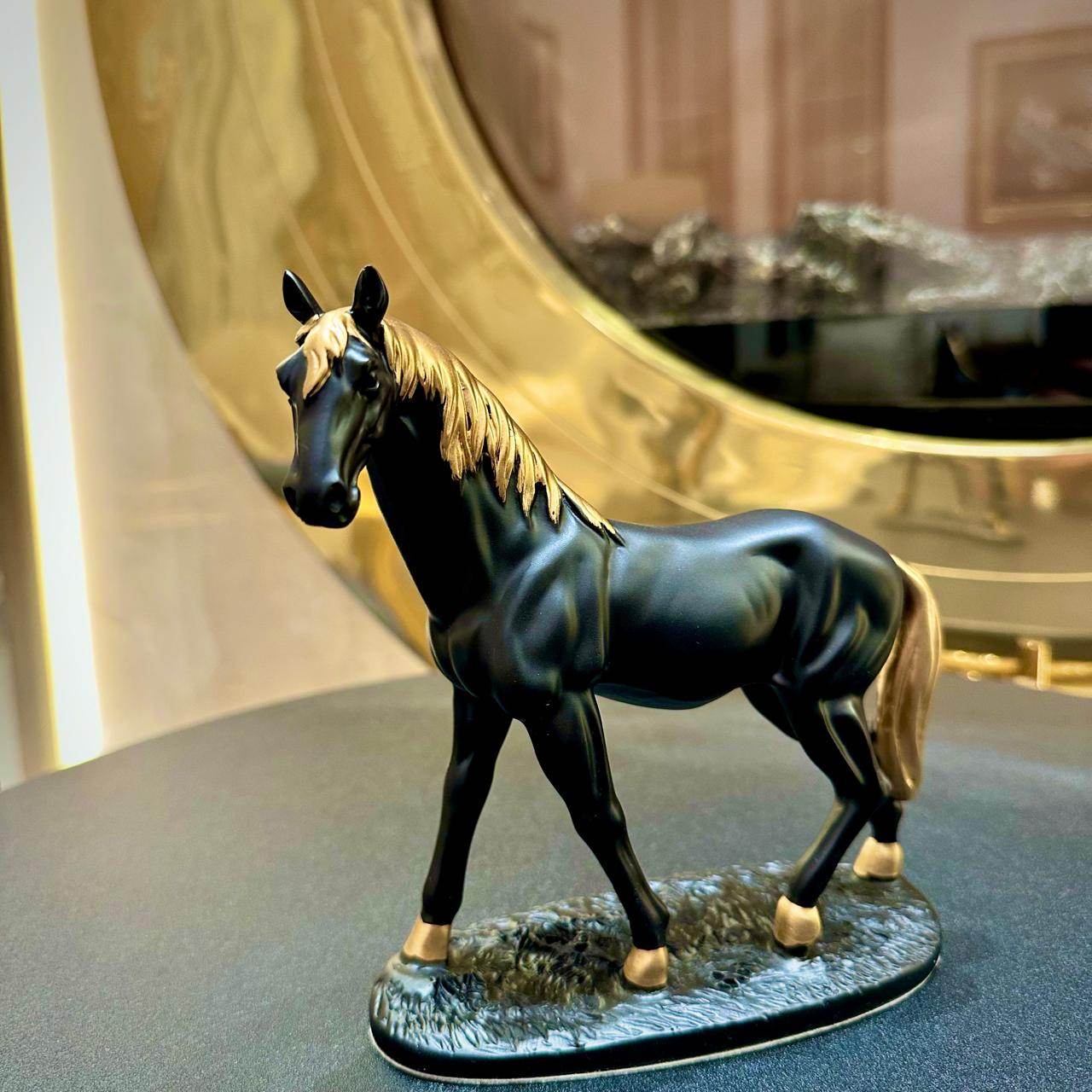 Premium Black Ceramic Horse Sculpture  Elegant Decor for Home & Office - Futurestore.pk
