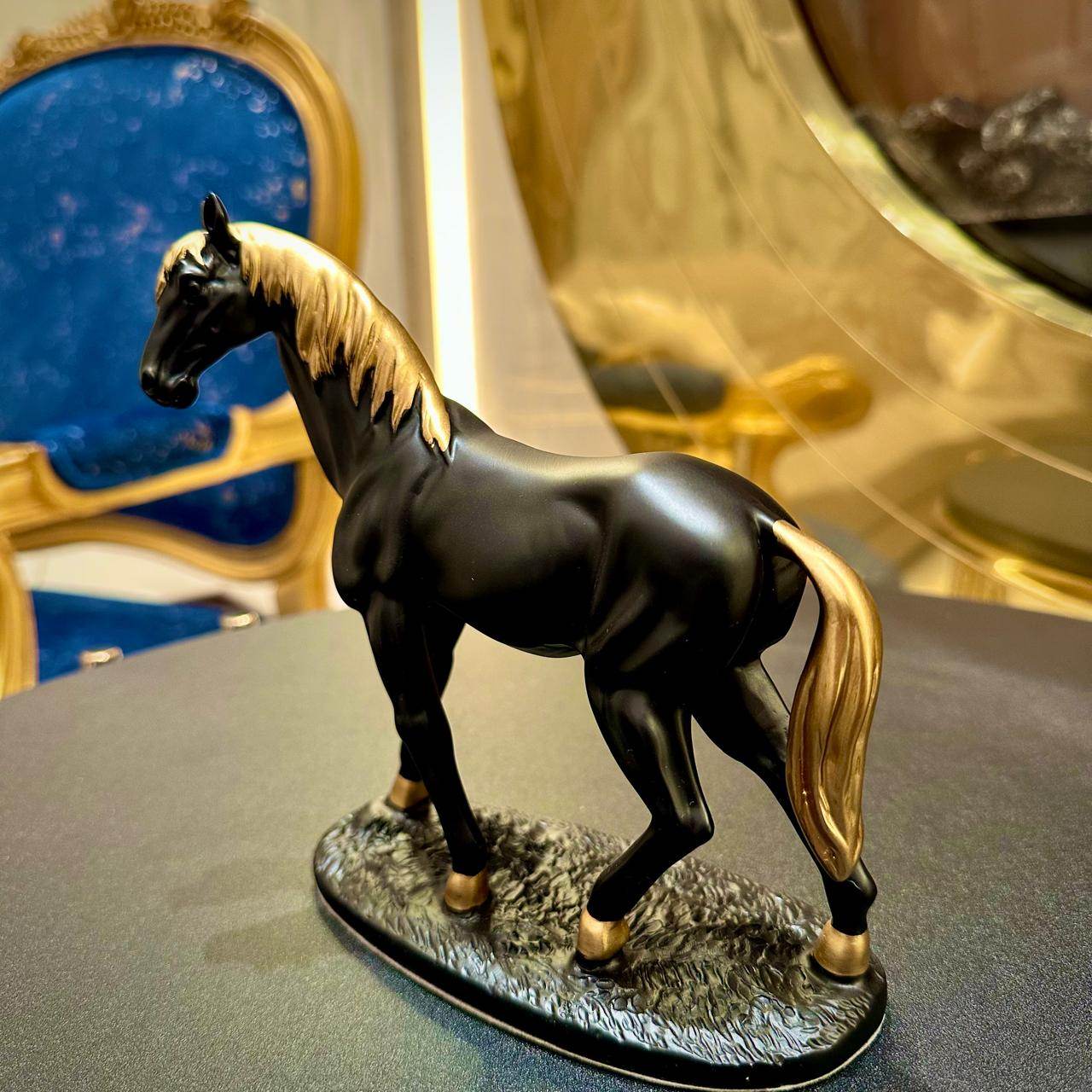 Premium Black Ceramic Horse Sculpture  Elegant Decor for Home & Office - Futurestore.pk