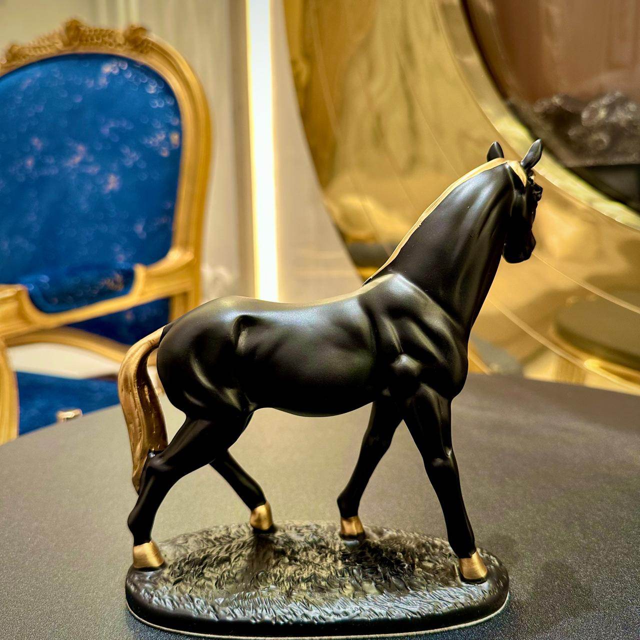 Premium Black Ceramic Horse Sculpture  Elegant Decor for Home & Office - Futurestore.pk