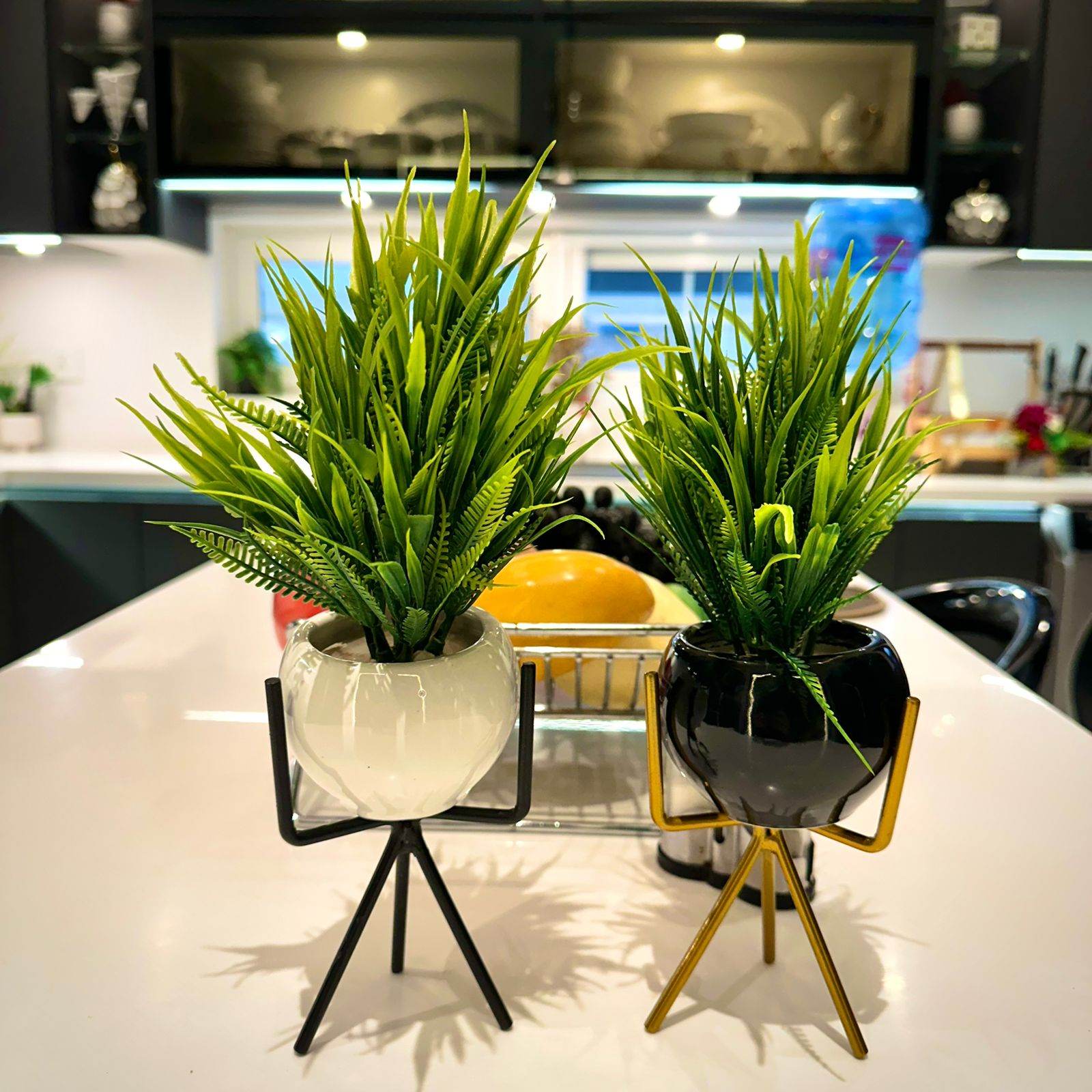 Luxury Ceramic Planters with Metal Stands - Futurestore.pk