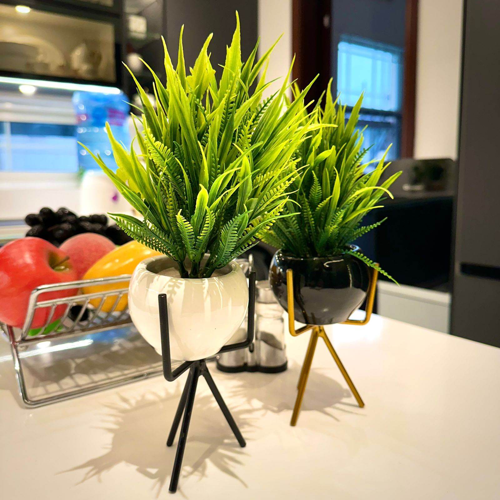 Luxury Ceramic Planters with Metal Stands - Futurestore.pk
